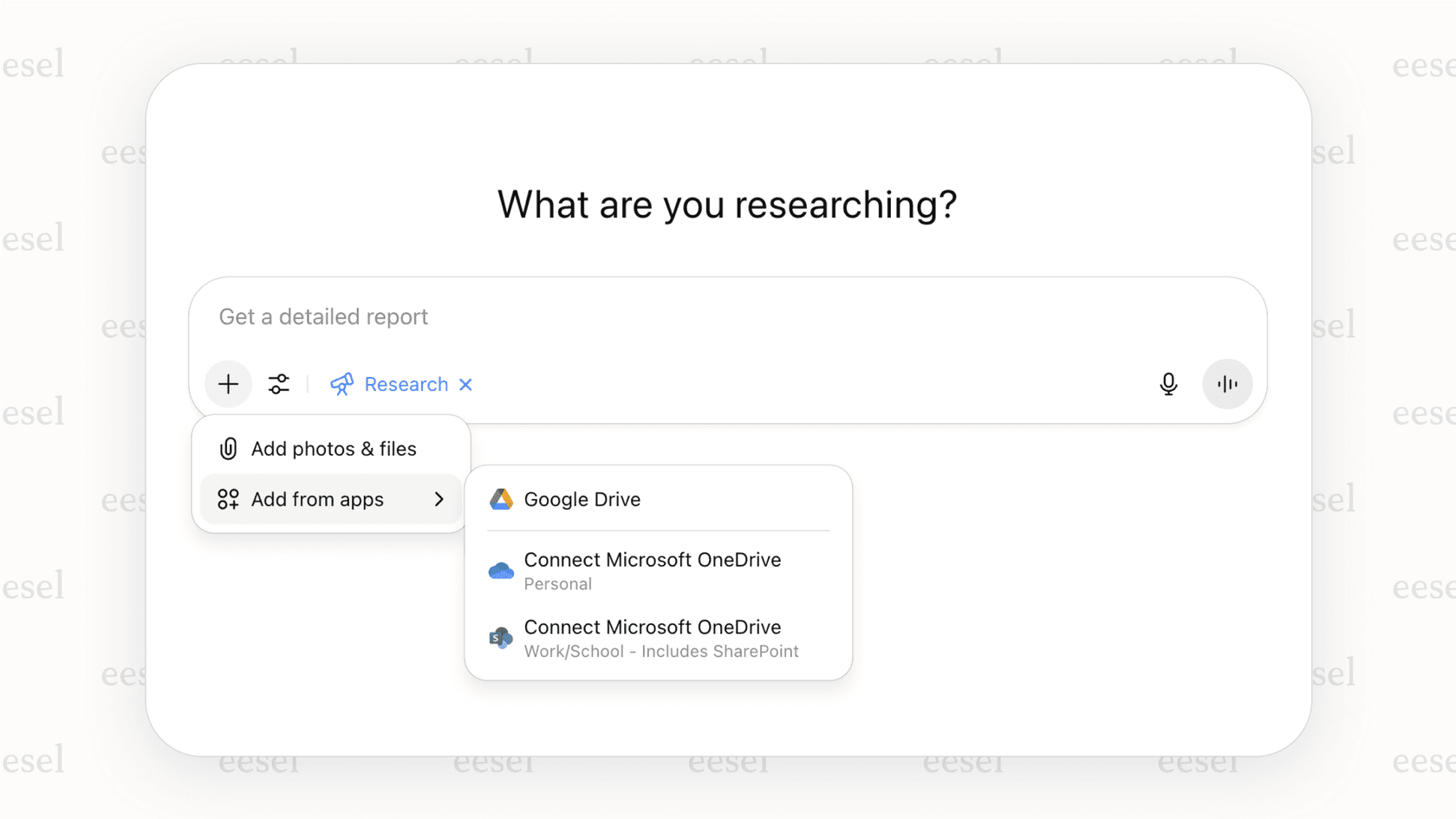 A screenshot demonstrating how to activate and use the Google Drive ChatGPT connector within the chat prompt interface to ask a question.