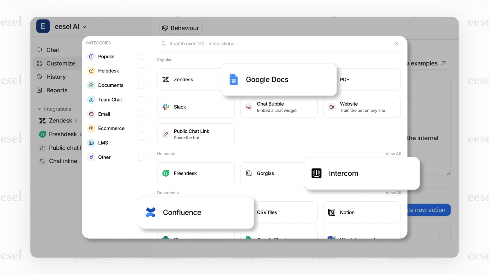 Screenshot of various app logos, showing the many integrations that are critical for a successful AI in CX platform to overcome data silos.