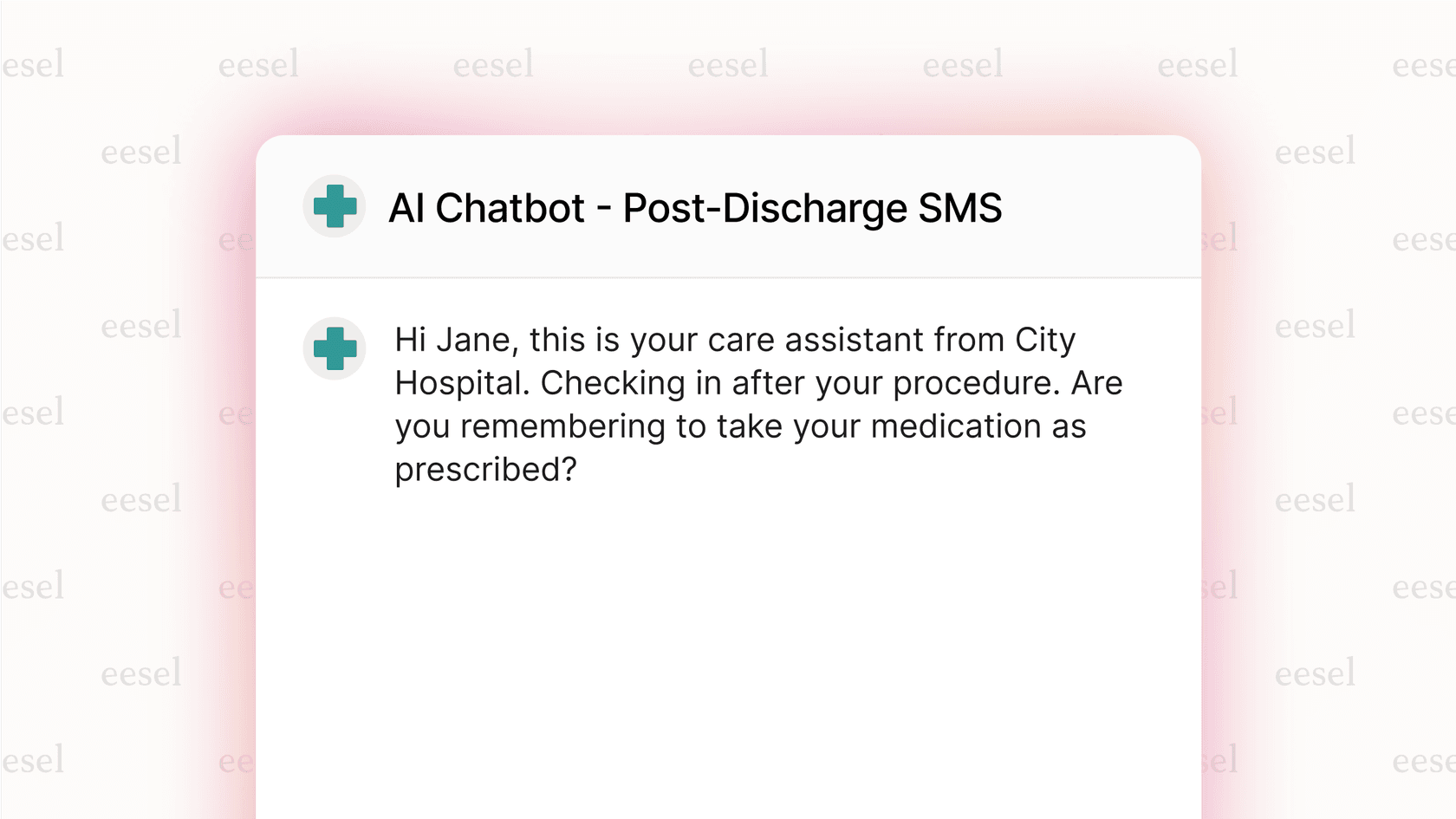 A smartphone displaying a text message from a hospital
