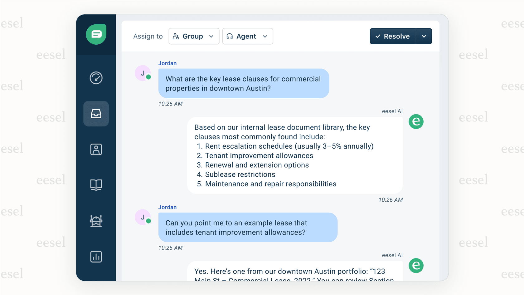eesel AI internal chat answering complex business questions from company knowledge