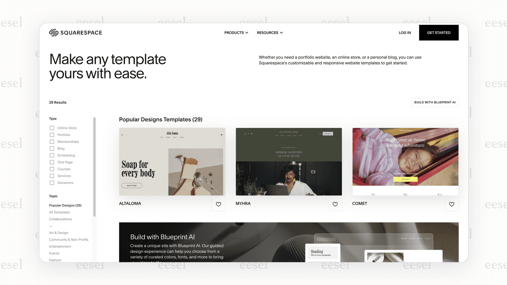 A gallery of Squarespace
