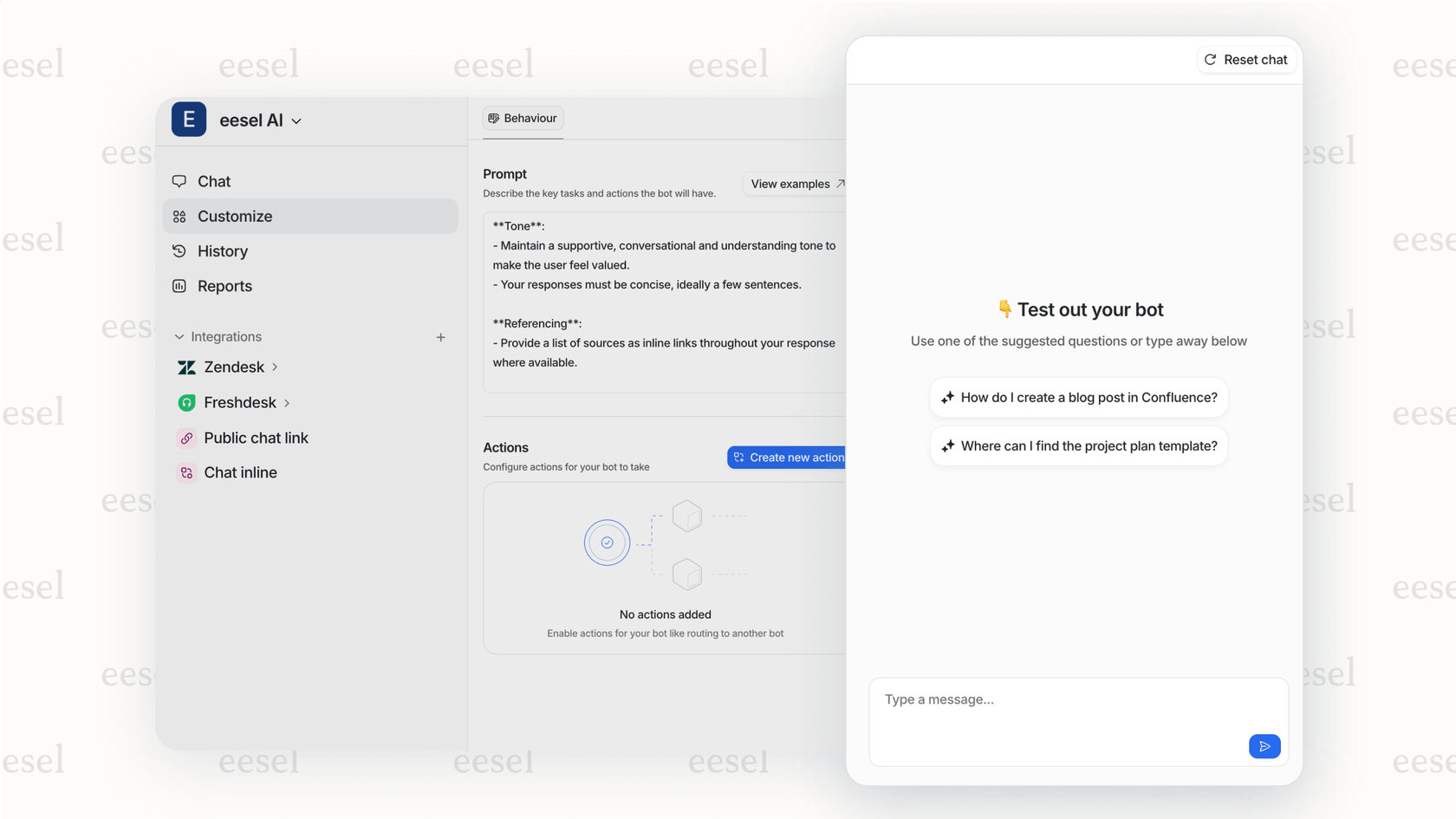 Une capture d'écran du rapport de simulation eesel AI pour les flux de travail automatisés, affichant des métriques clés comme