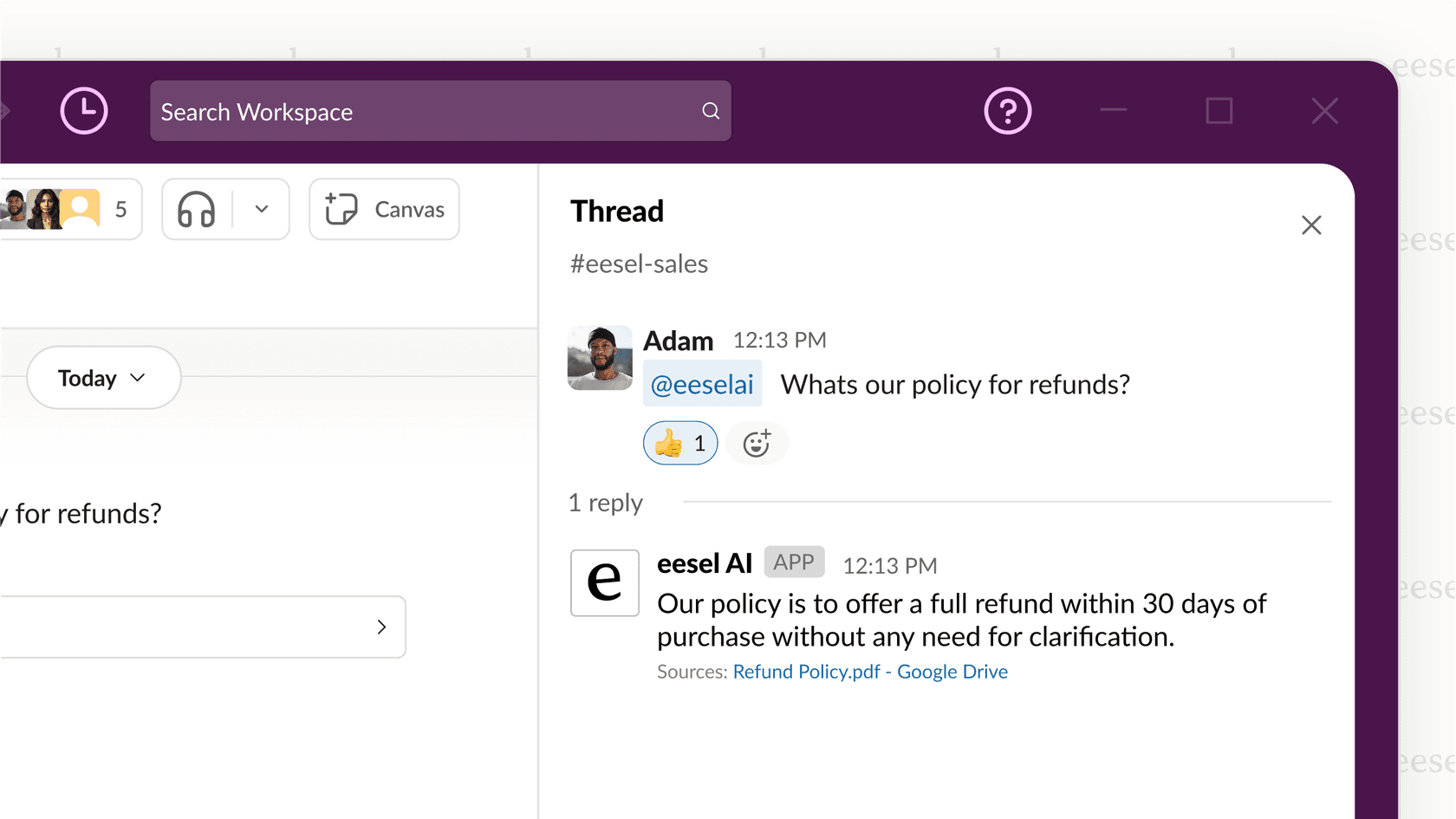 Using prompts with an AI for project management assistant in Slack.