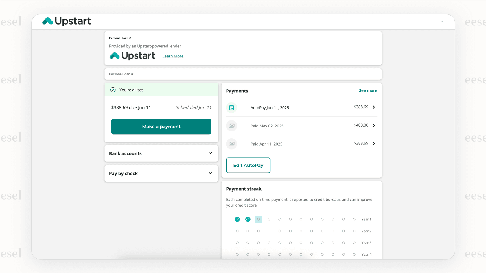 A screenshot of the Upstart platform demonstrating how AI in fintech uses alternative data like education history for more inclusive loan underwriting.