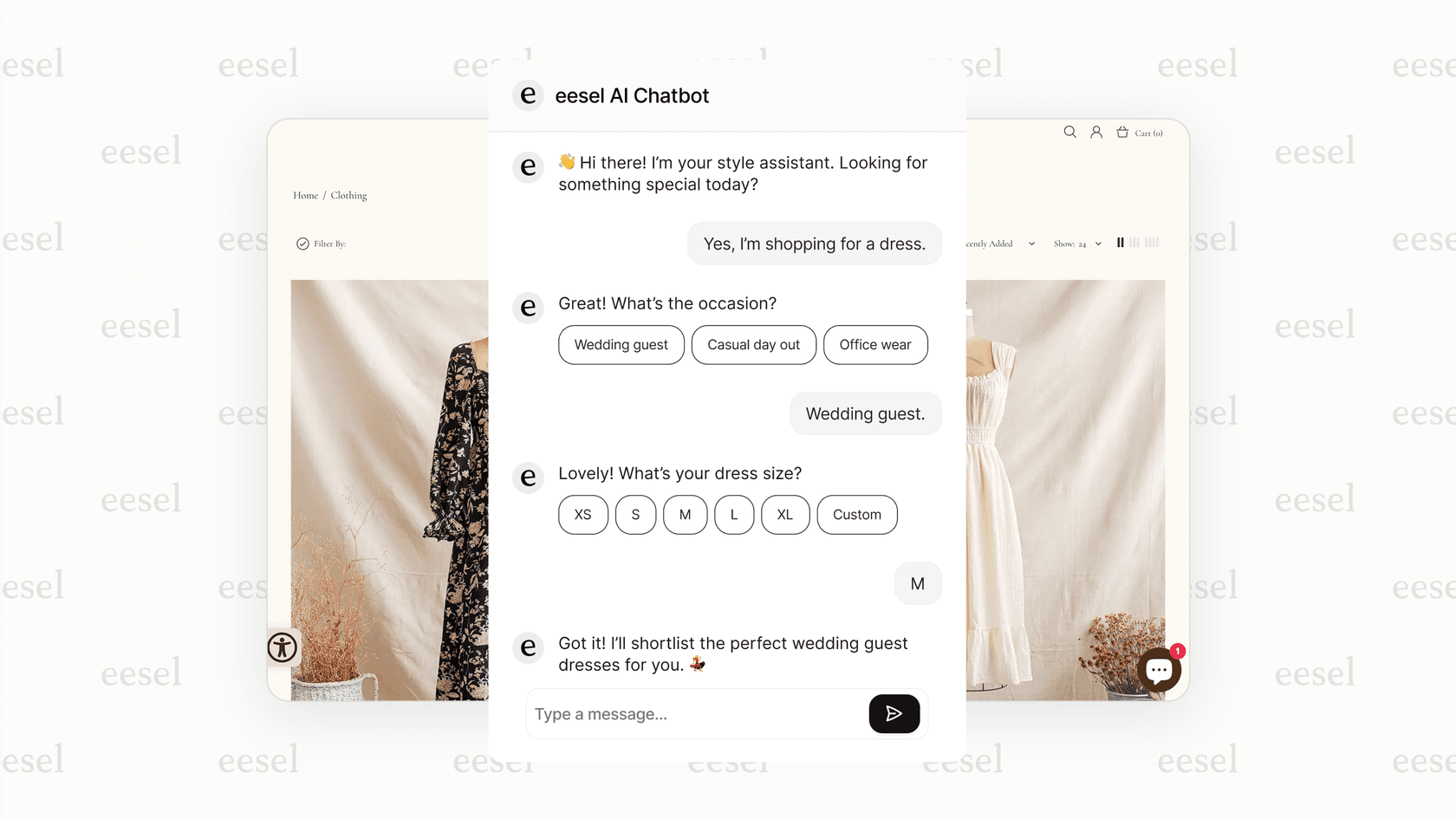 An AI virtual assistant qualifying a sales lead on a company website.