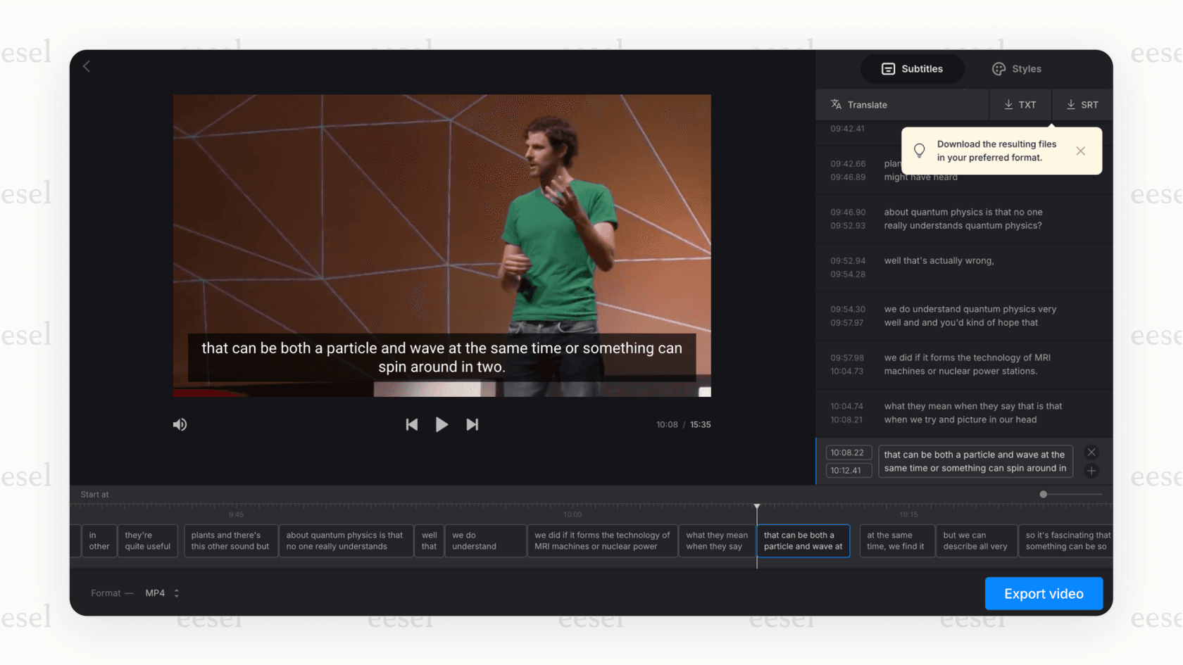 A screenshot demonstrating how AI for school provides live transcription for lectures, improving accessibility for students.