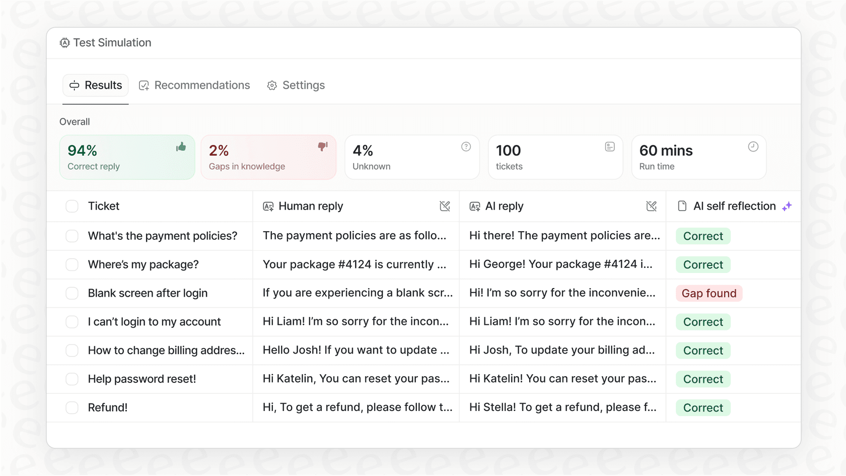 Screenshot showing how a business can simulate an AI agent
