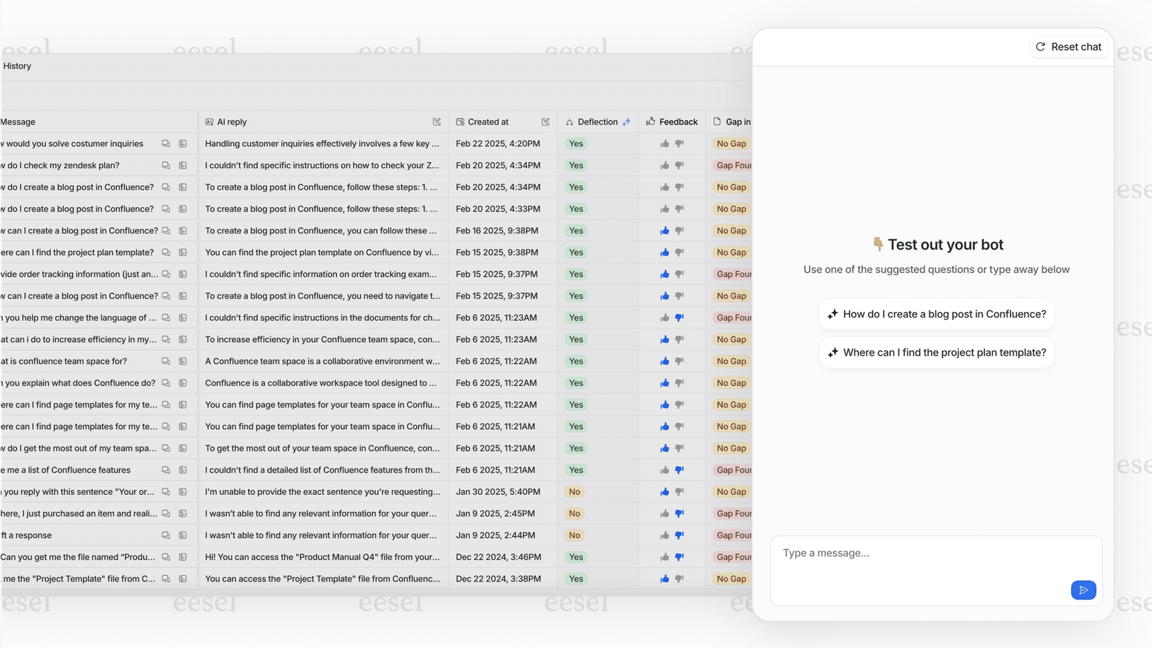 A screenshot of a simulation mode, a key feature for testing an AI in CX solution on past tickets to ensure accuracy before it interacts with customers.
