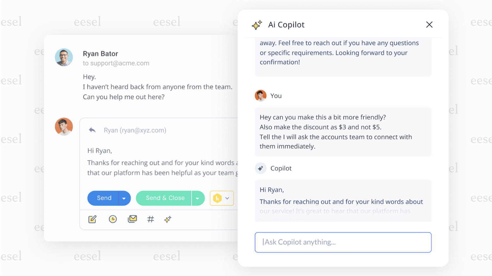 The Gmail interface enhanced with Hiver