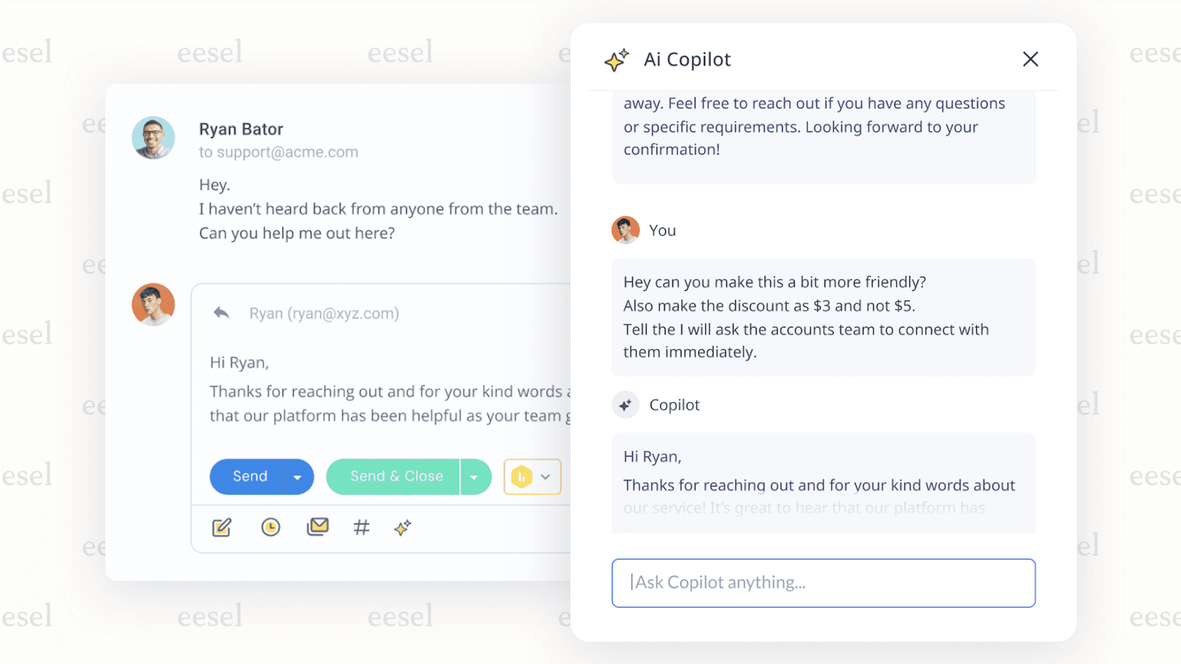 The Gmail interface enhanced with Hiver