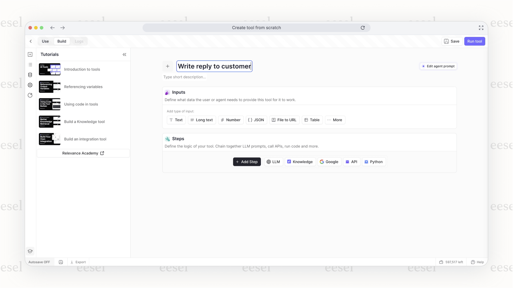 A screenshot of Relevance AI