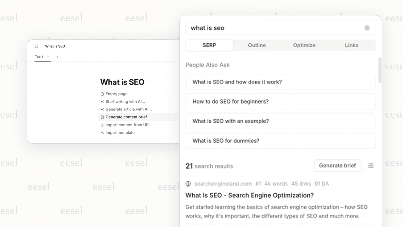 A screenshot of a content brief inside the Frase tool, illustrating its strength as the best AI for writing content briefs and optimizing articles.