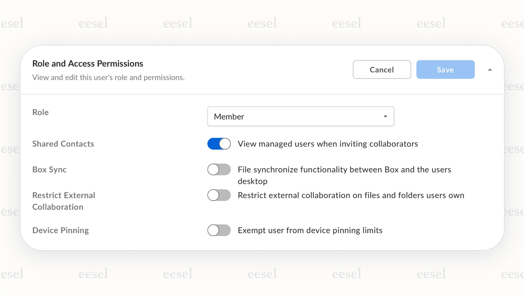 A view of the detailed admin and security settings in Box, illustrating why it is one of the top Google Drive alternatives for enterprise collaboration.