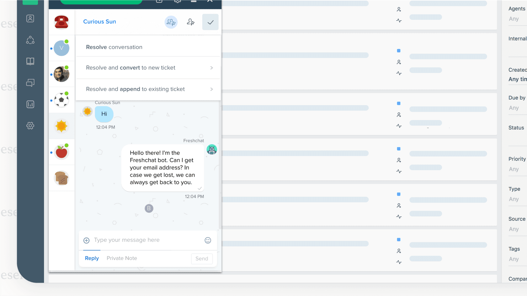 A screenshot of the Freshworks user interface, showcasing its clean and user-friendly design.