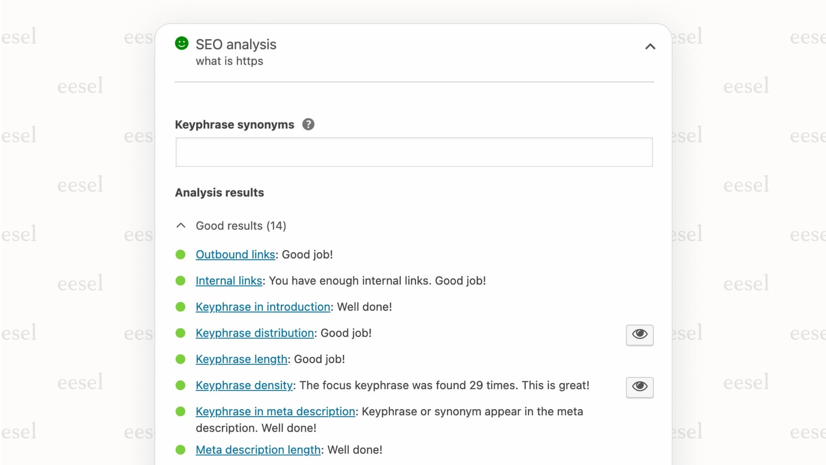 A screenshot of the Yoast SEO plugin integrated within a WooCommerce product editor, highlighting the SEO advantage for content marketing in the Magento vs. WooCommerce choice.