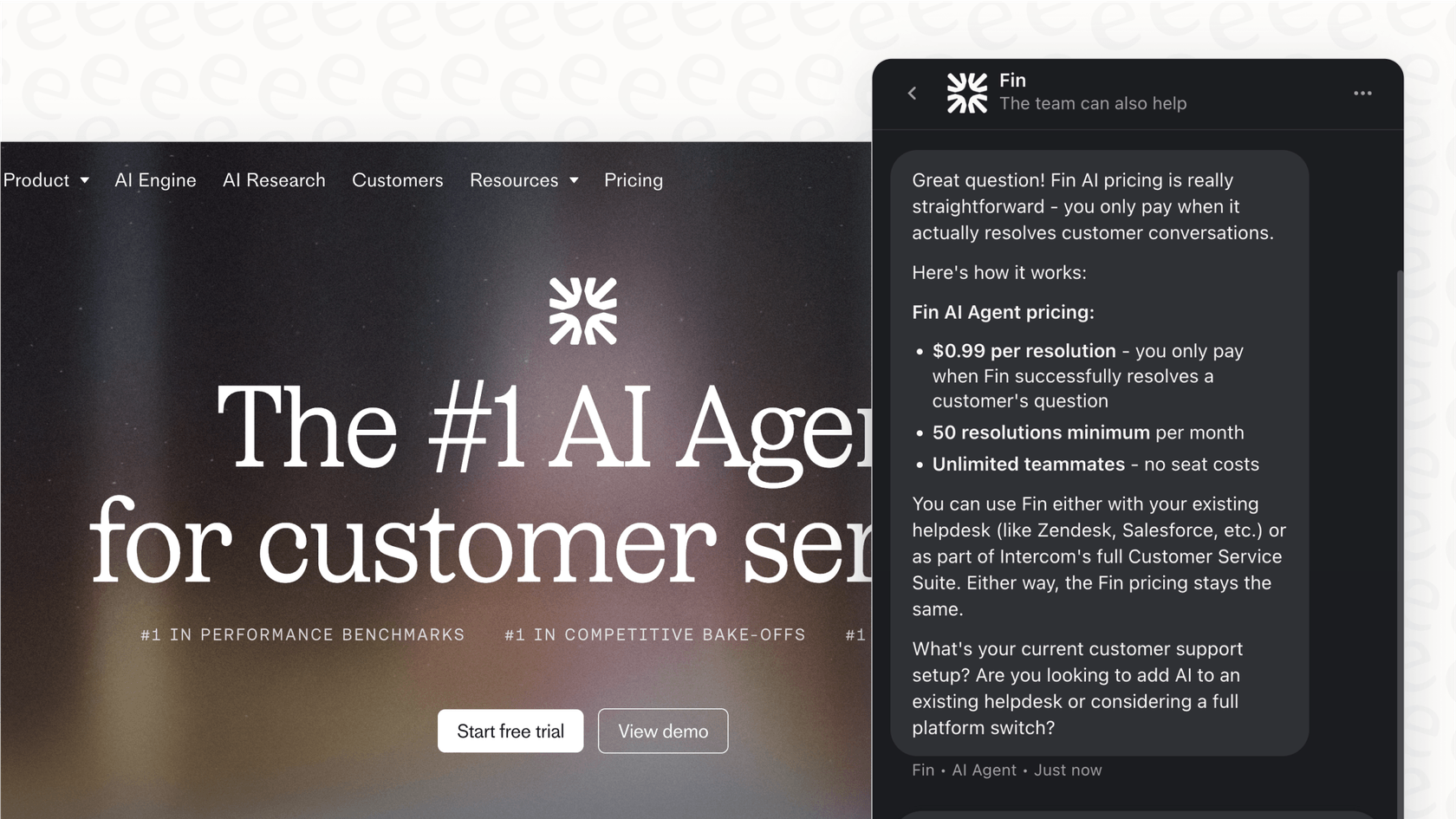An image of the Intercom Messenger on a website, where a customer can interact with automated features like the Order Status checker from the Intercom Shopify integration.