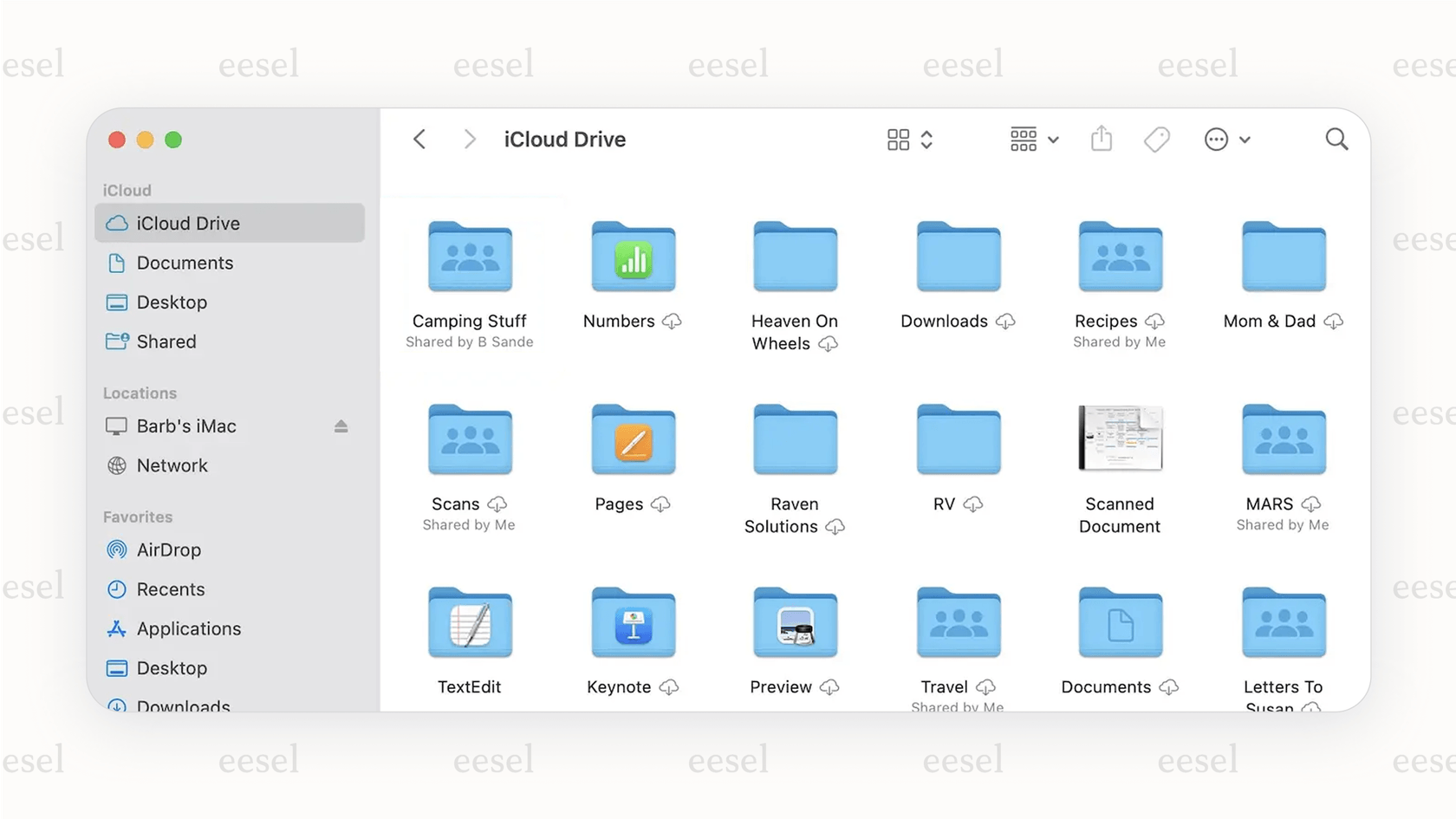 Ein Screenshot, der zeigt, wie iCloud Drive nativ im macOS Finder erscheint, was es zu einer der bequemsten Google Drive-Alternativen für Apple-Nutzer macht.
