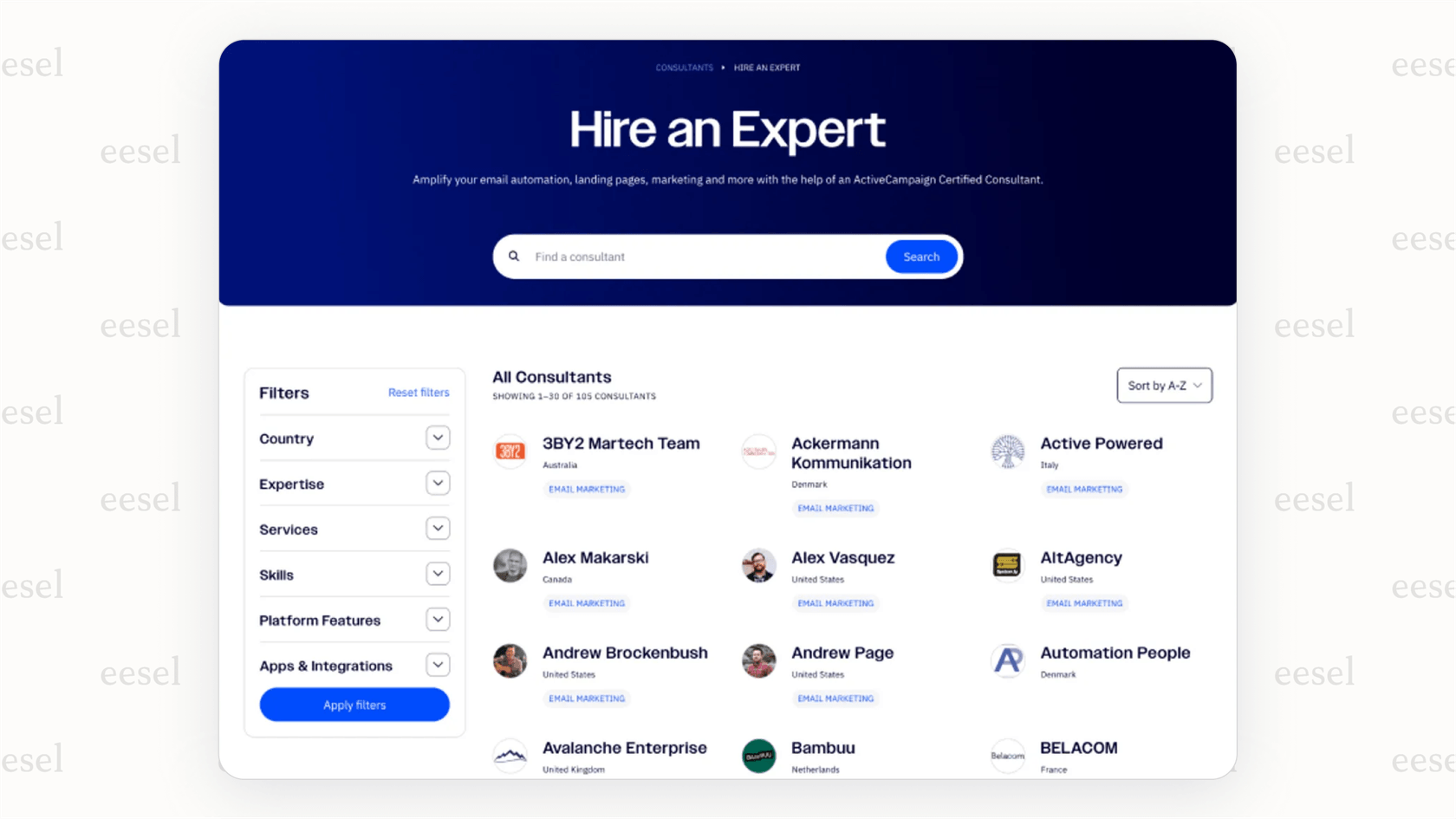 Eine Ansicht des ActiveCampaign-Reseller-Portals, ein wichtiges Werkzeug zur Kundenverwaltung in einem der besten SaaS-Partnerprogramme für KMUs.