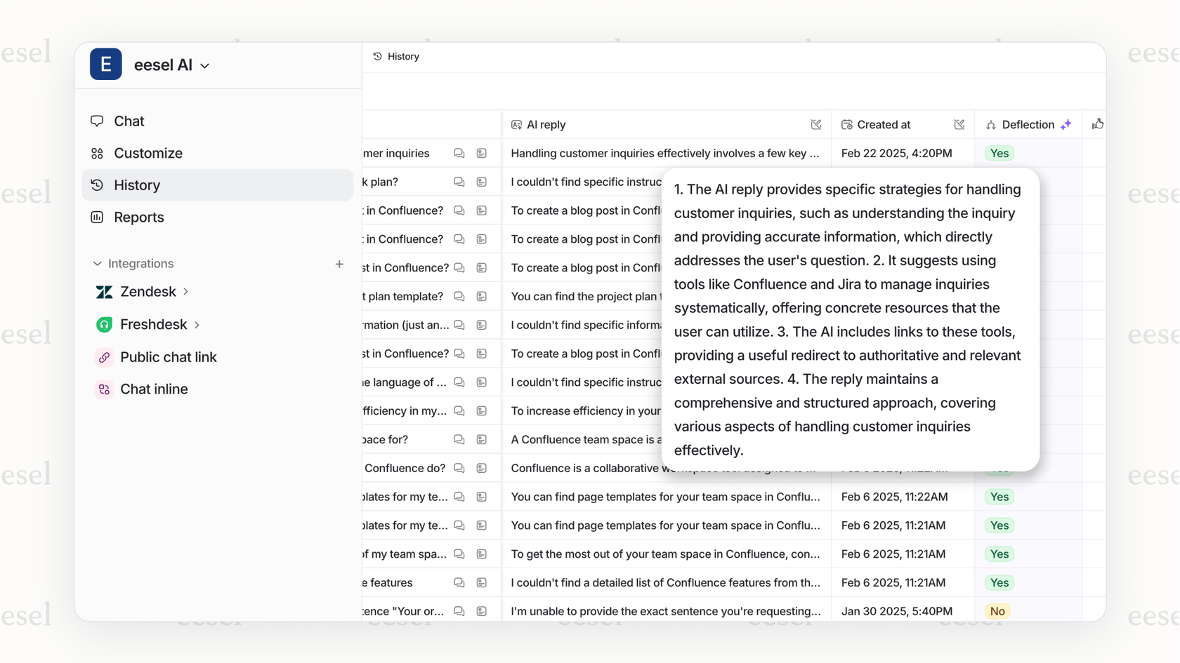 eesel AI vous permet de revoir les invites de test avant de les mettre en ligne.