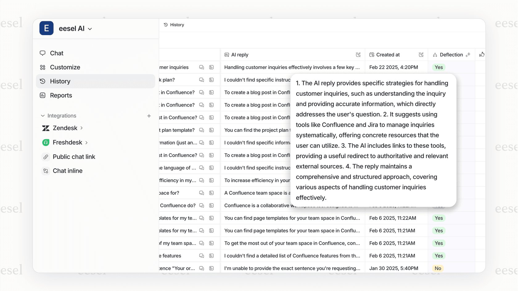 eesel AI ermöglicht es Ihnen, Testaufforderungen zu überprüfen, bevor sie live gehen.