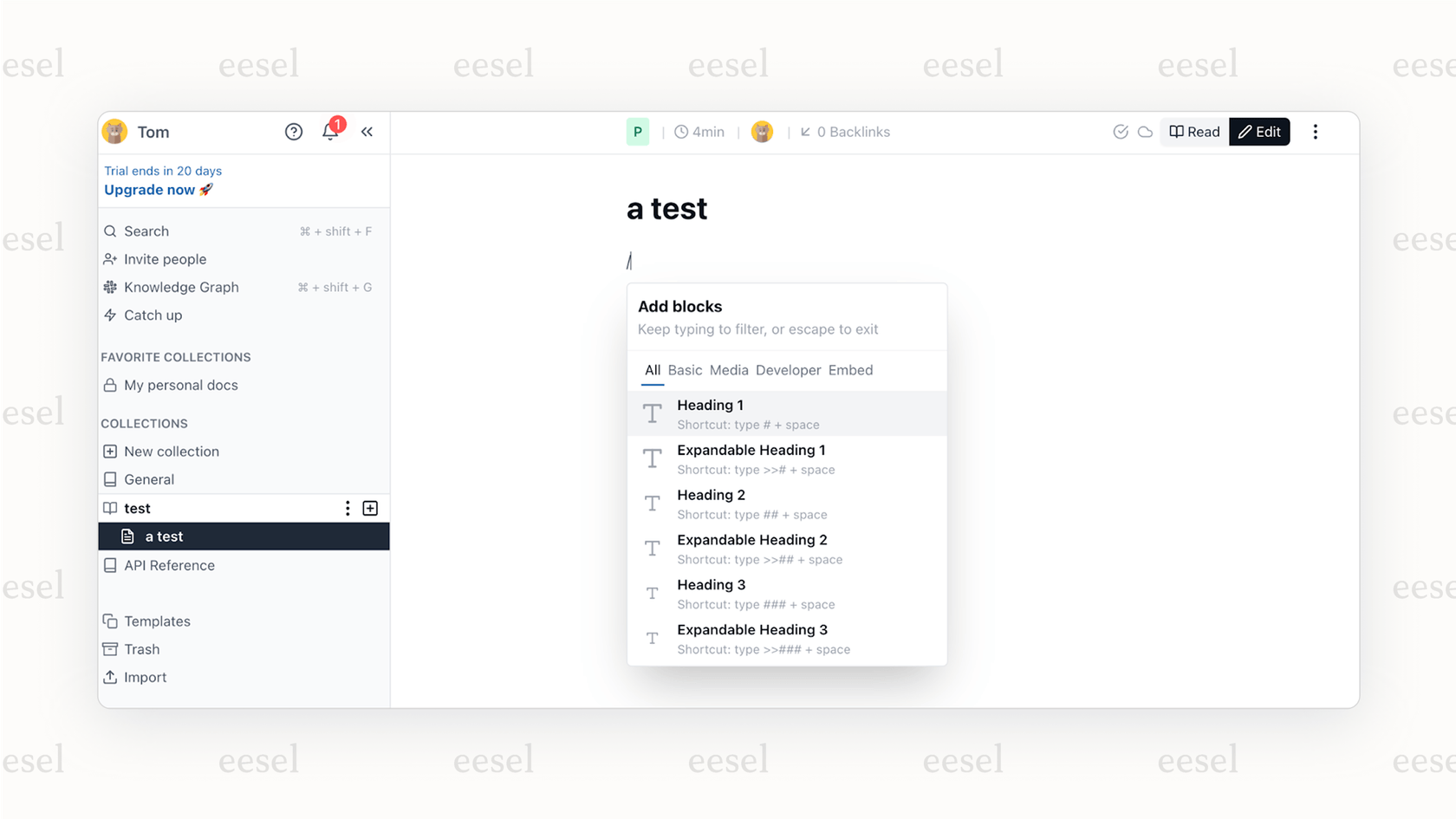 A screenshot of the Archbee editor, a technical GitBook alternative, showing an embedded system architecture diagram within a documentation page.