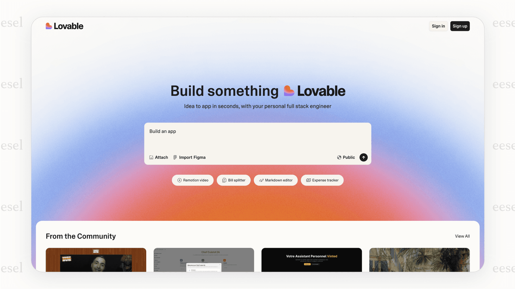 A screenshot from a Lovable review showing a user providing a prompt to the AI app builder.