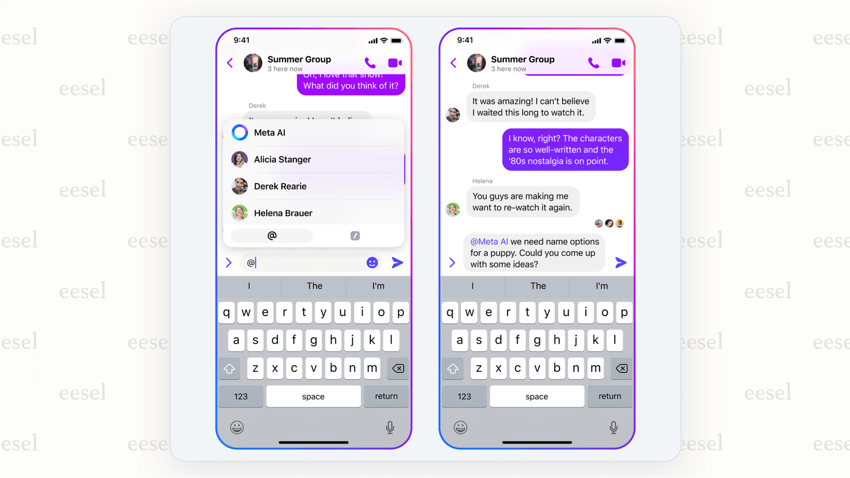 Screenshot of the Meta AI chatbot chat window inside Facebook Messenger, ready for a user