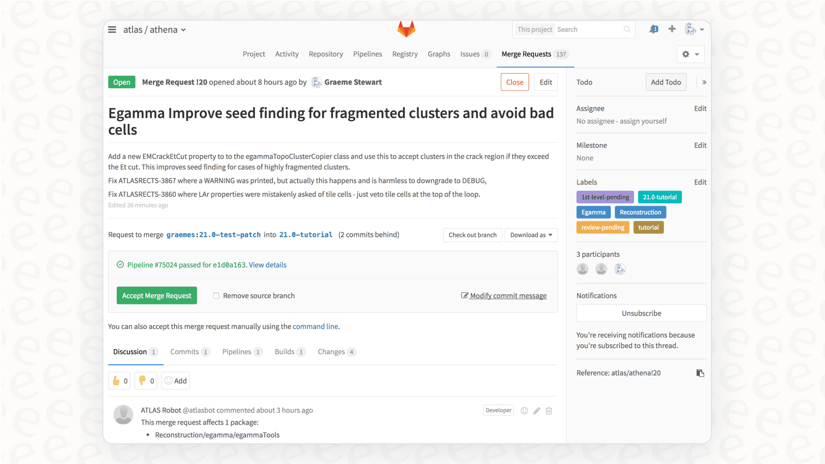 A screenshot detailing the code review process within a Merge Request, an essential feature in our GitLab overview.