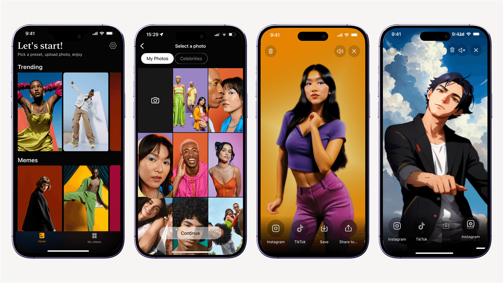 The user interface of the Higgsfield AI Diffuse mobile app, displaying a clean layout with buttons for "Upload Image" and "Enter Text Prompt" to start video creation.