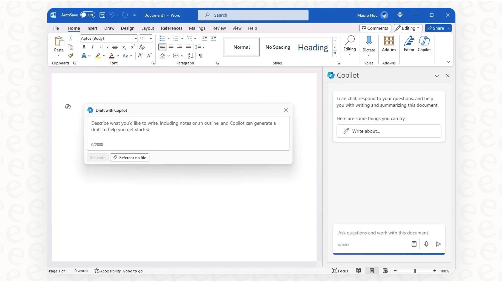 Example of Copilot Pro working within Microsoft Word, relevant for understanding the value offered by the Copilot pricing plans.