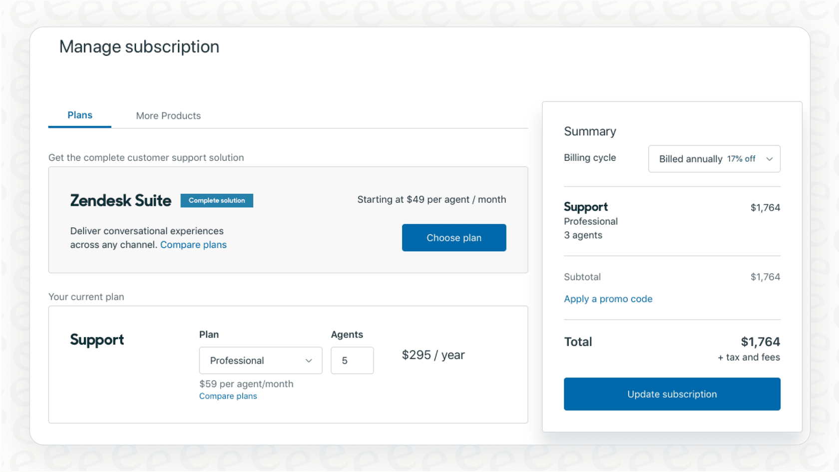 Screenshot from the Zendesk website showing the Advanced AI add-on, a key factor in the overall Zendesk Suite pricing.