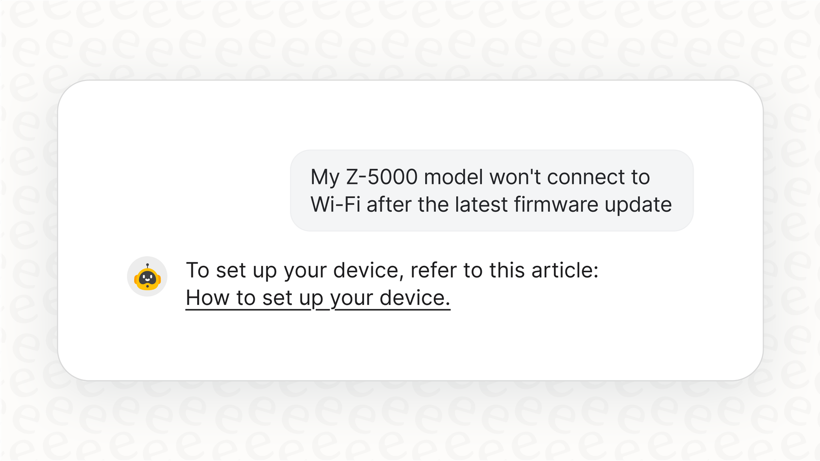 A chatbot conversation where a user asks "My Z-5000 model won