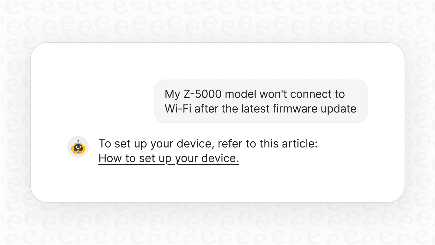 A chatbot conversation where a user asks "My Z-5000 model won