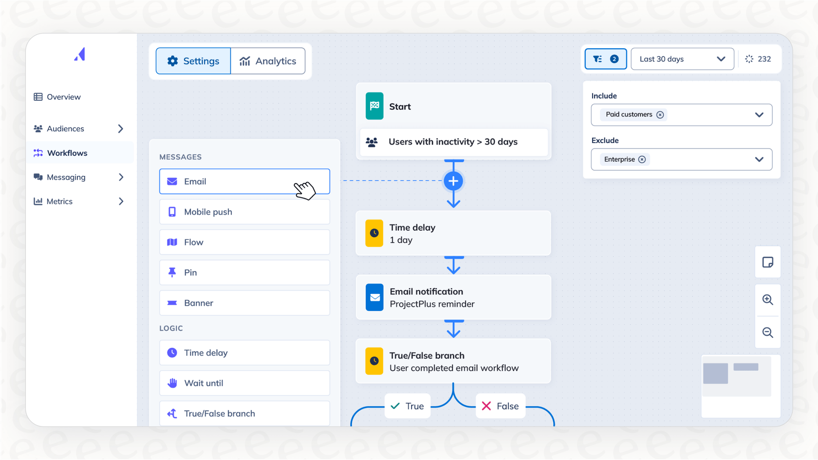 A screenshot of the Appcues SaaS onboarding software, highlighting its easy-to-use, no-code flow builder for creating interactive product tours.