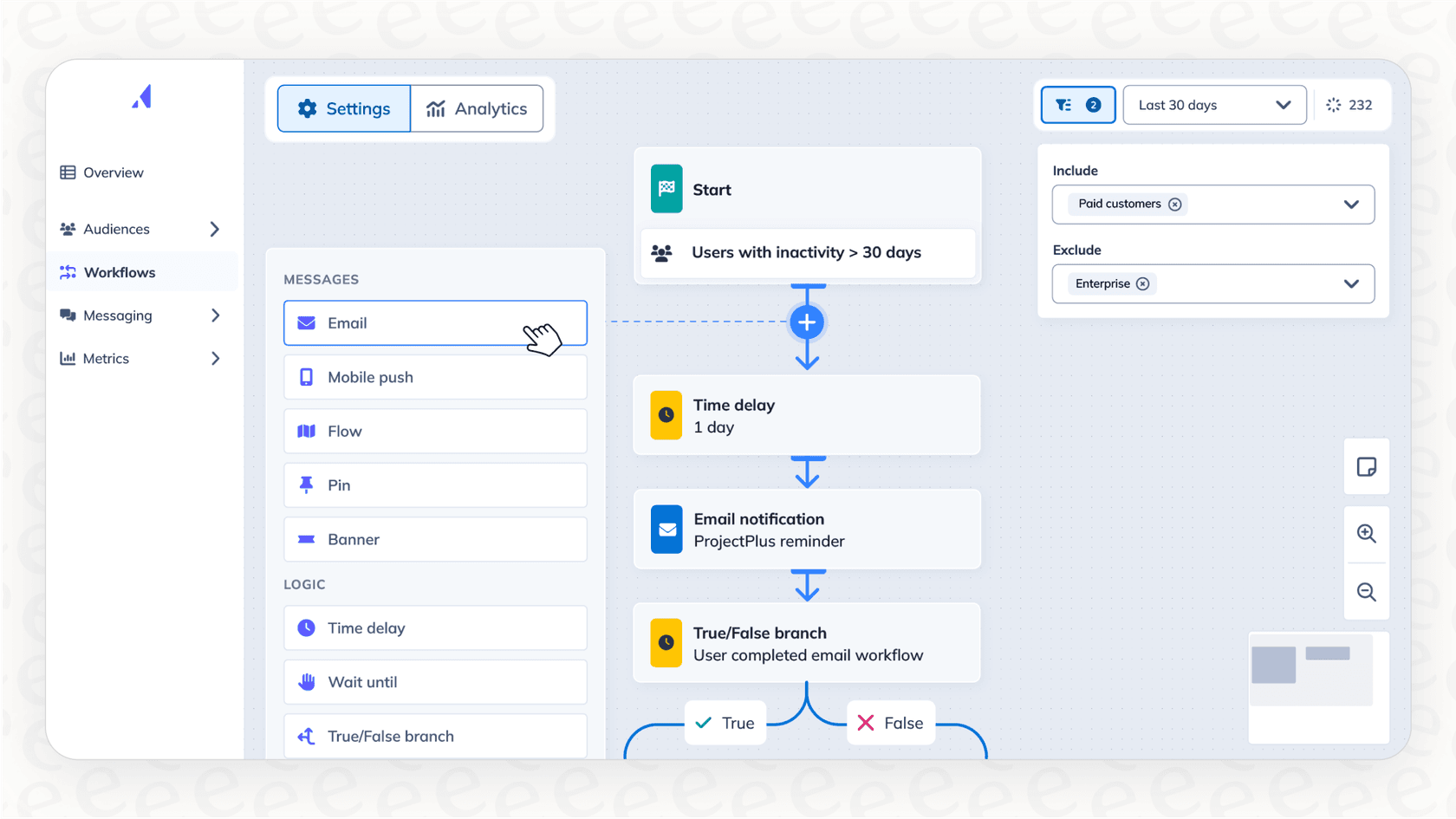 A screenshot of the Appcues SaaS onboarding software, highlighting its easy-to-use, no-code flow builder for creating interactive product tours.