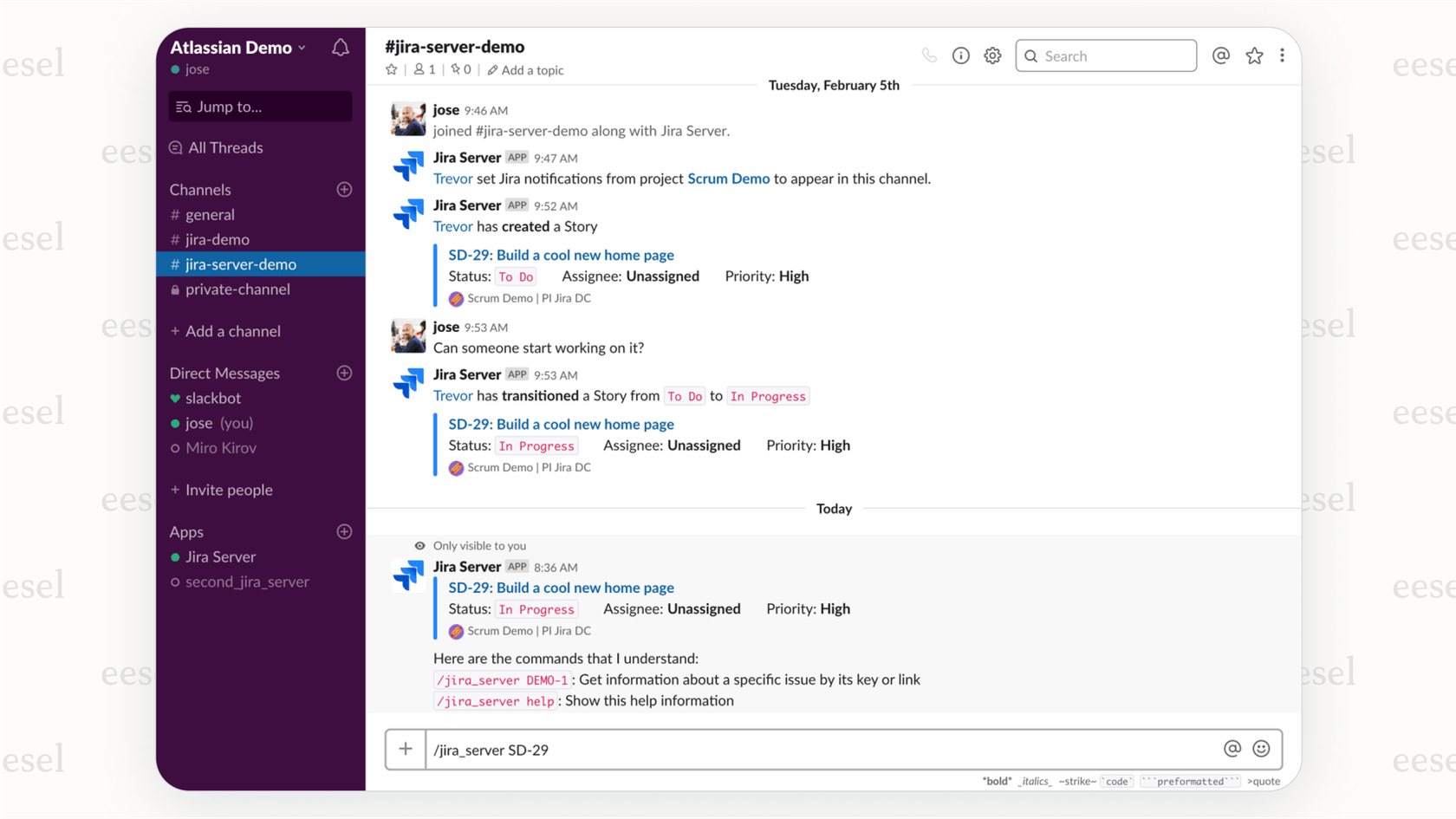 The Jira Cloud for Slack app allows users to create tickets manually using slash commands directly within a chat.