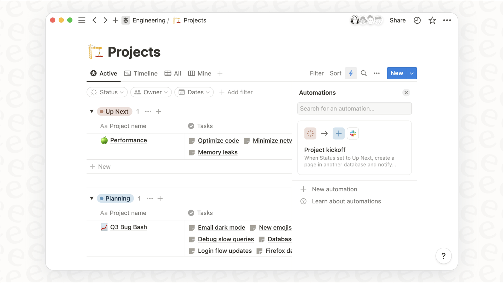 A screenshot of a Notion database where the Notion AI assistant is using the AI autofill feature to summarize entries automatically.