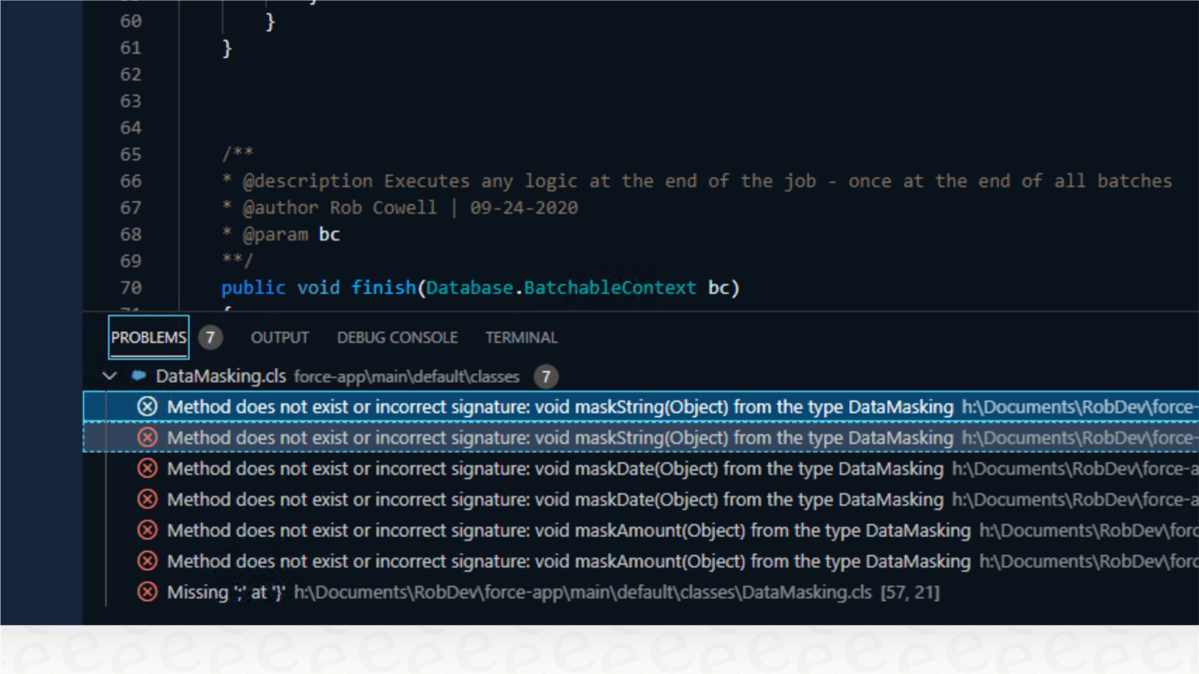 A screenshot of the VS Code "Problems" tab displaying errors, demonstrating how the Claude Code VS Code extension can see and fix diagnostic issues.