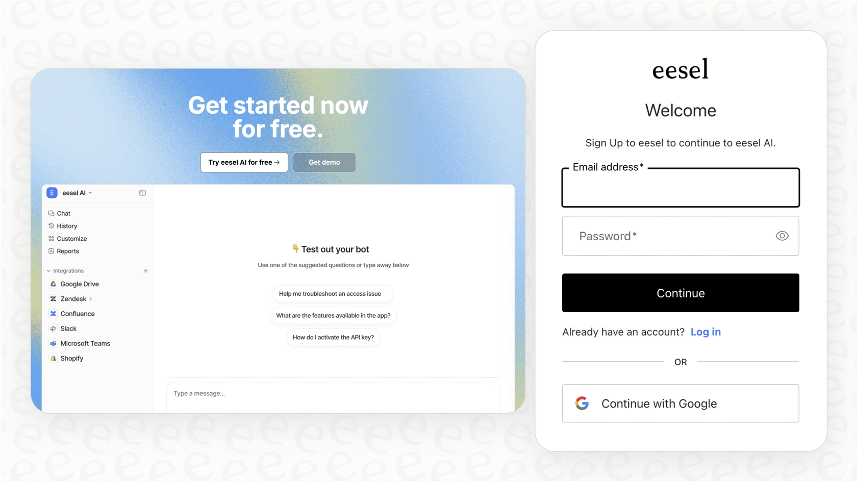 Screenshot of a conversational assistance platform