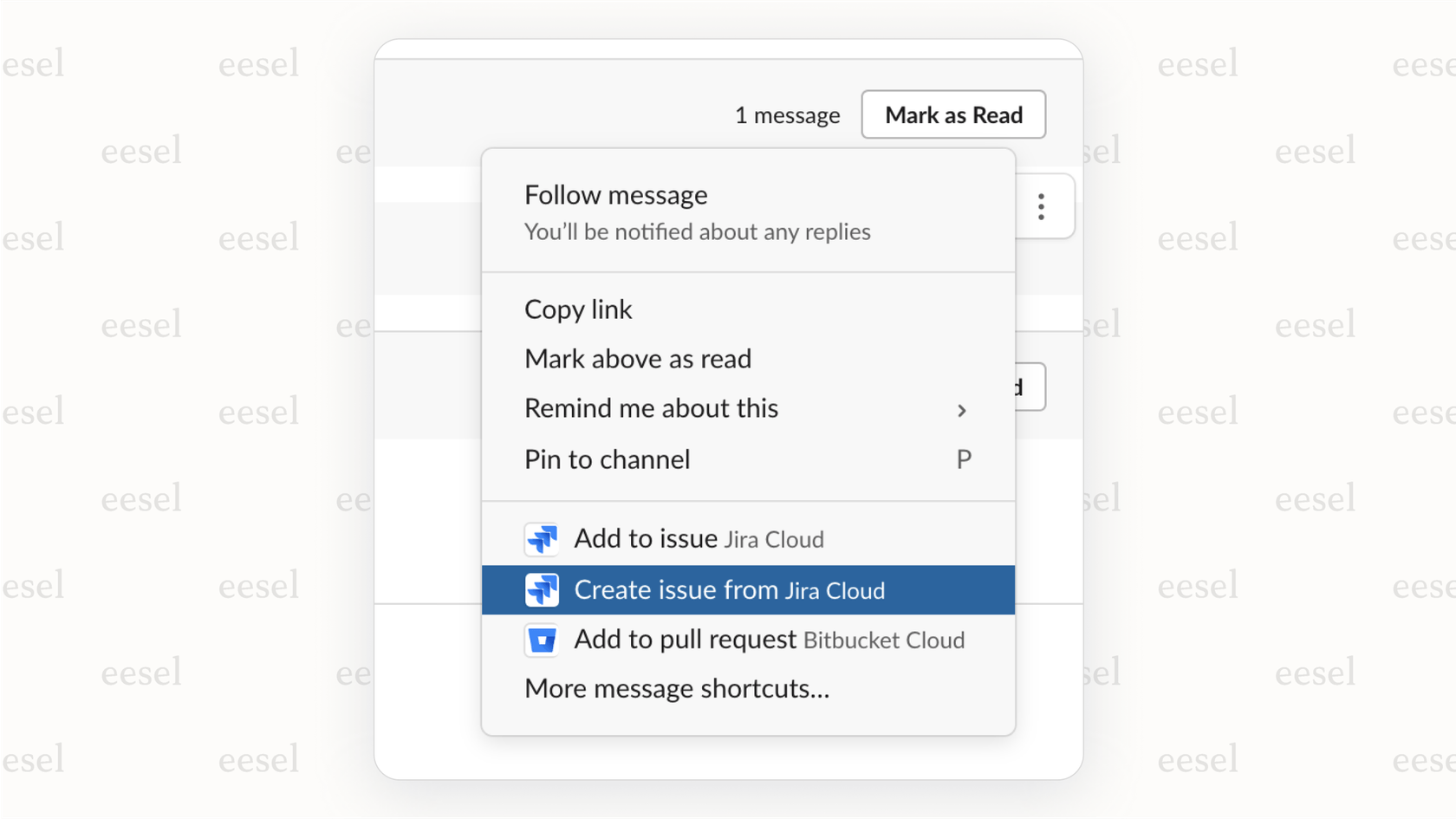 With Atlassian Intelligence, a Slack message can be turned into a Jira ticket with an AI-generated summary and description.