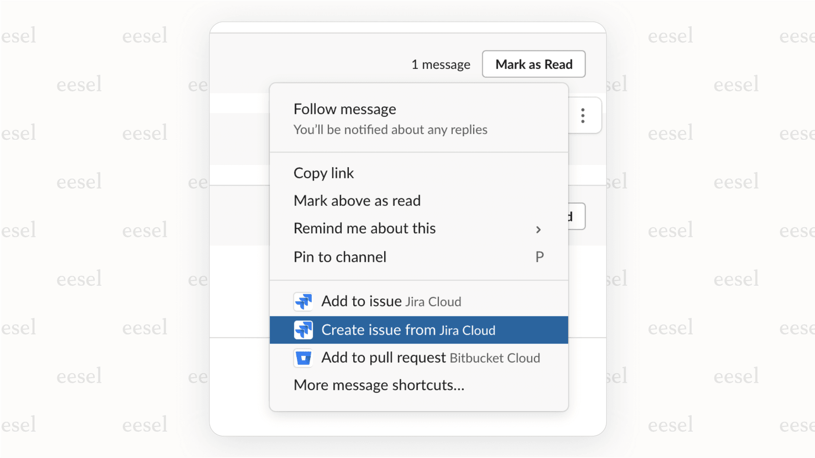 Avec Atlassian Intelligence, un message Slack peut être transformé en ticket Jira avec un résumé et une description générés par l'IA.
