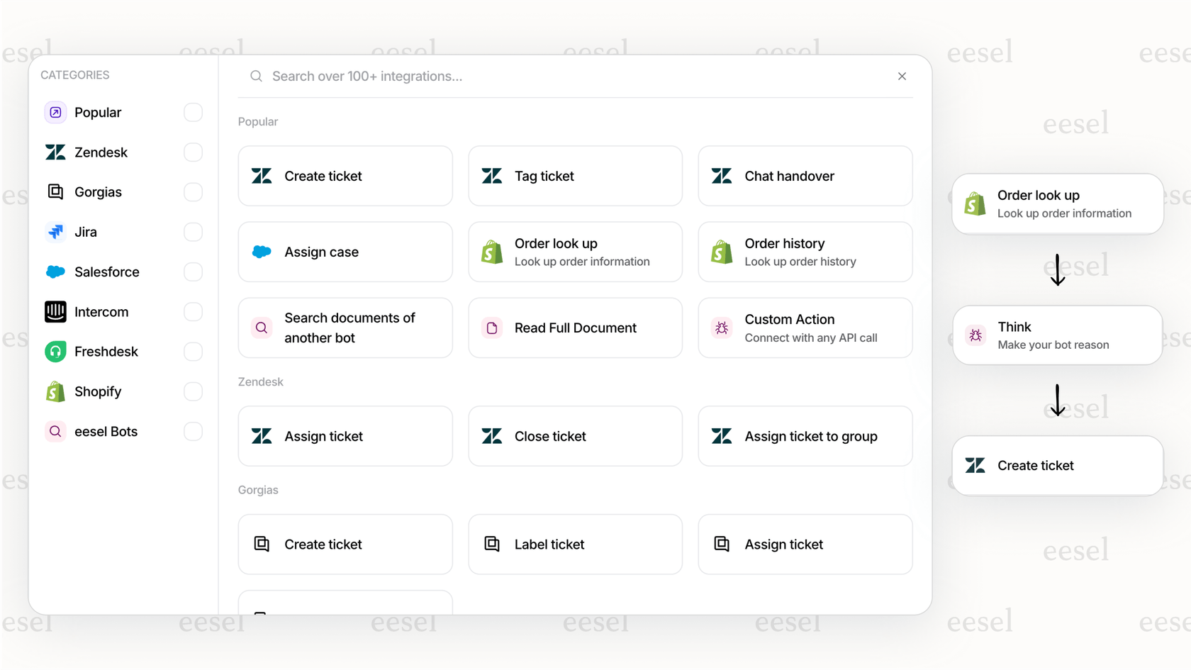 A screenshot of the eesel AI platform