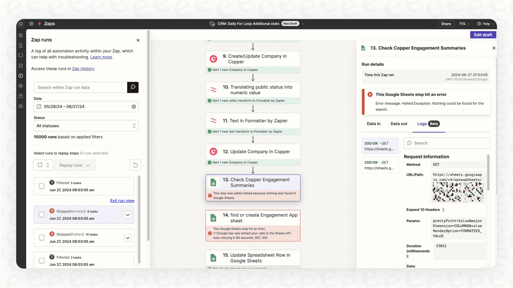 A screenshot of the Zapier interface illustrating how artificial intelligence products can be integrated into a workflow to automate tasks between different apps.