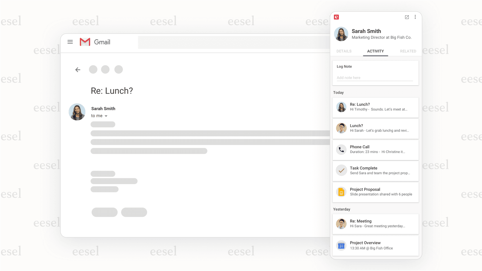 A screenshot demonstrating how Copper, one of the top Google-integrated CRM management tools, works directly within the Gmail interface.
