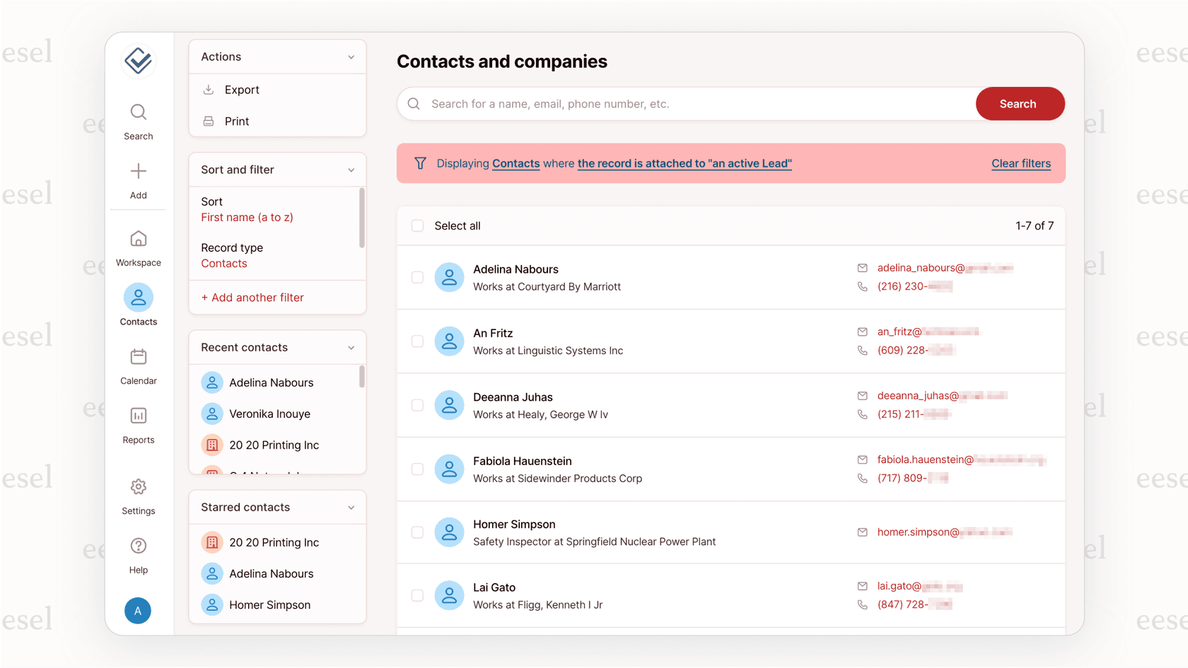 A screenshot of Less Annoying CRM