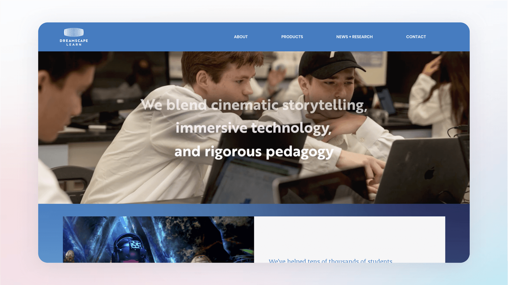 Screenshot of Dreamscape Learn's website.