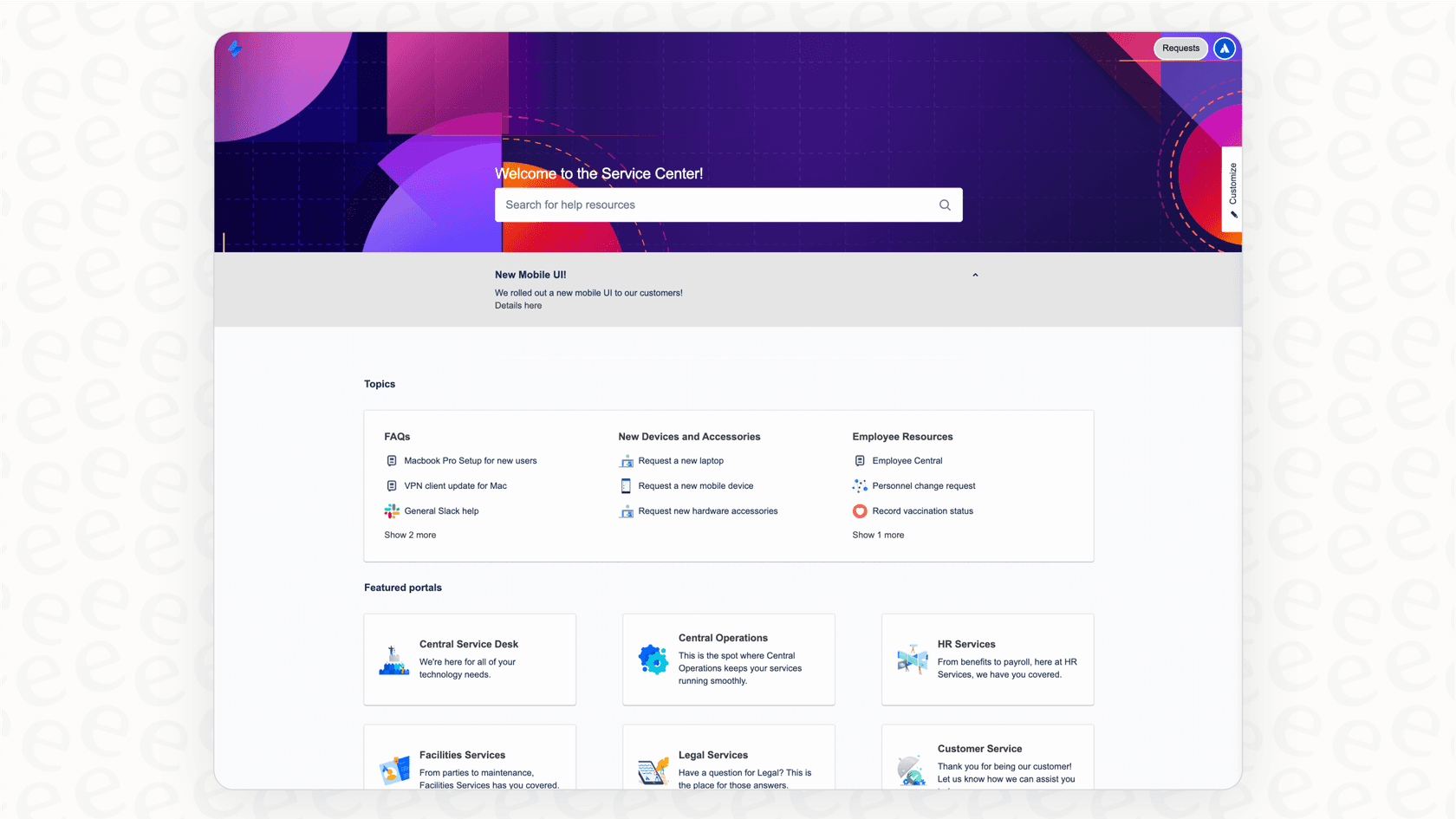 The self-service portal in Jira Service Management, illustrating how different products can affect total Jira pricing.