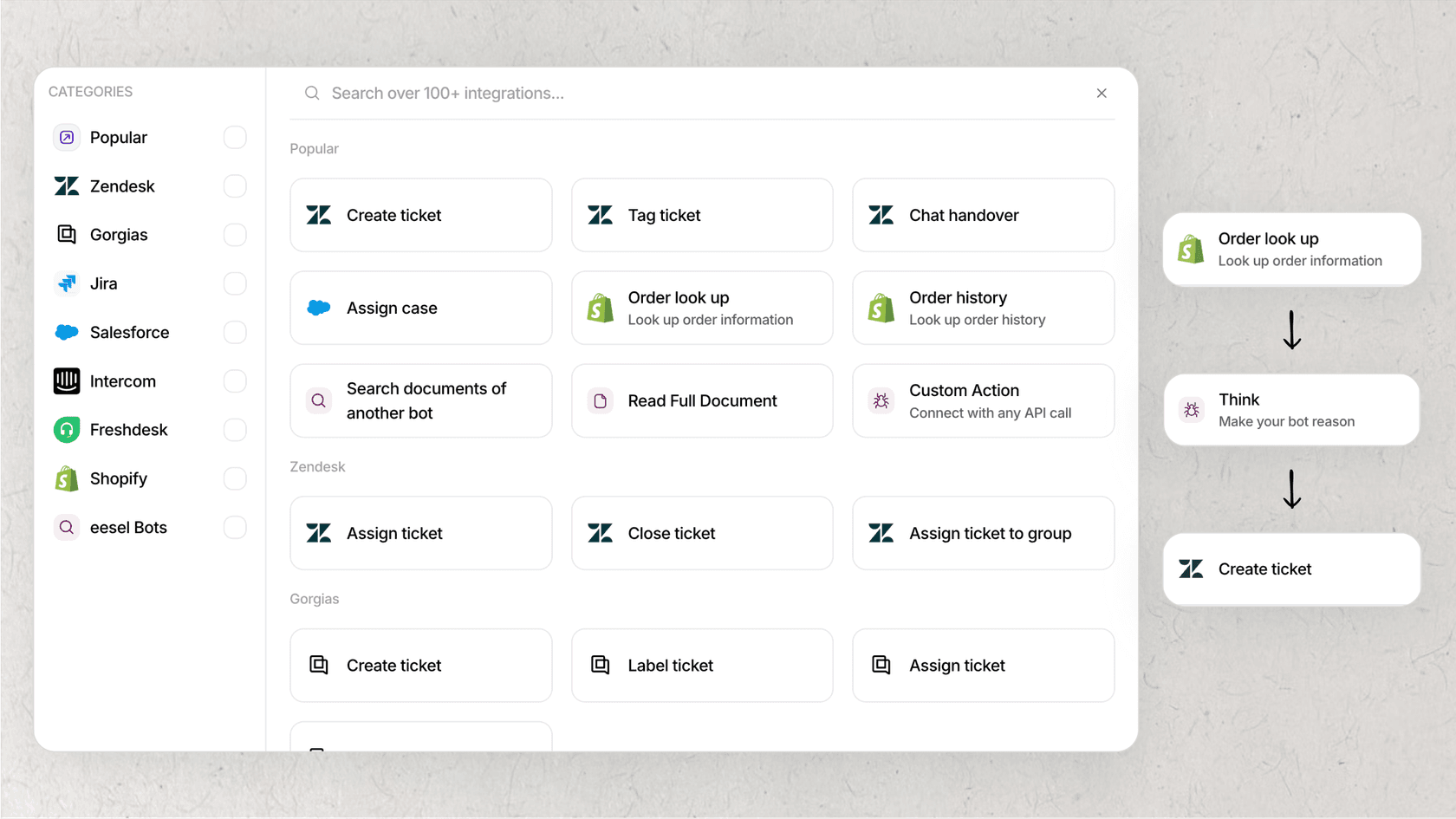 Screenshot of Paper Culture's utilization of eesel AI's action automation.