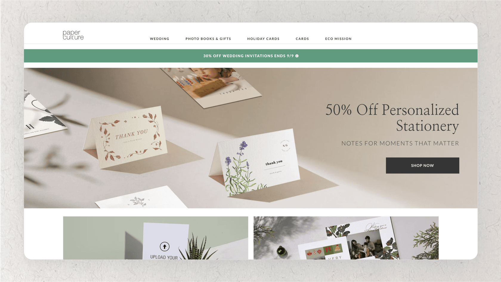Screenshot of Paper Culture's website.