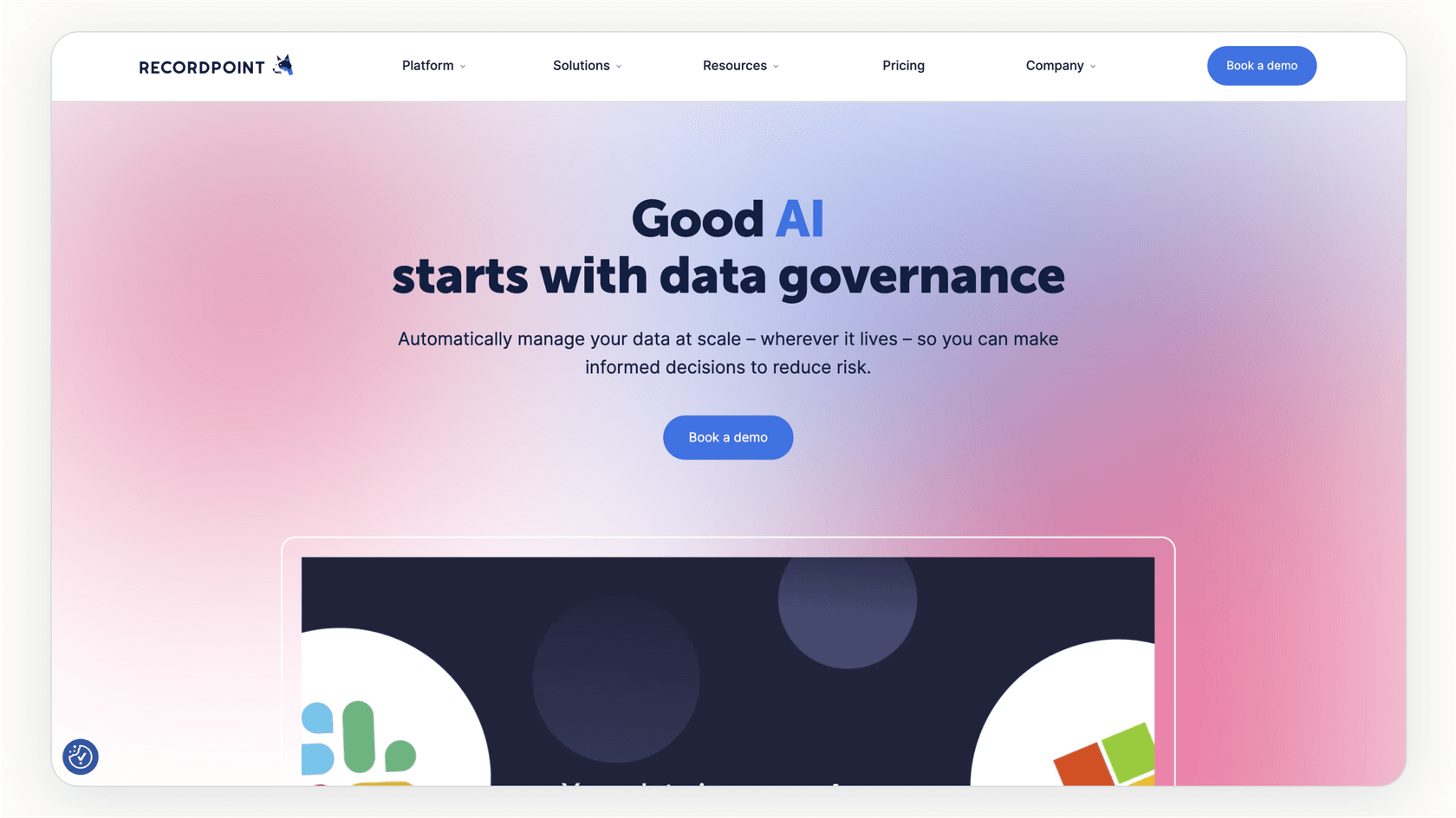 Screenshot of RecordPoint's website.